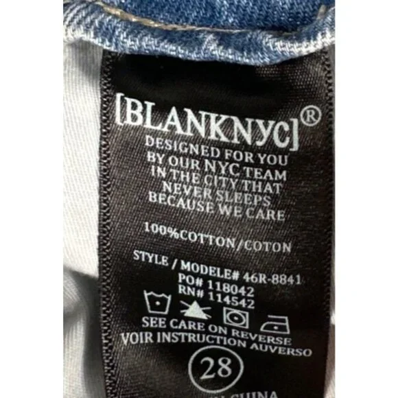 NWT Blank NYC High Rise Blue Denim Short With‎ Belt Women's Size 28 100% Cotton - Picture 10 of 13